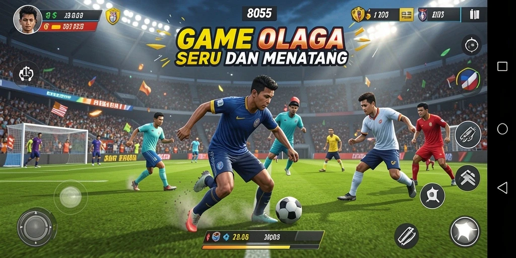 Tampilan gameplay menarik dari 8055 menampilkan aksi olahraga yang mendebarkan.