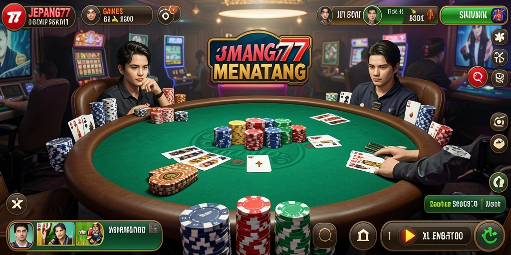 Tampilan menarik gameplay Poker di JEPANG77 dengan interaksi pemain.