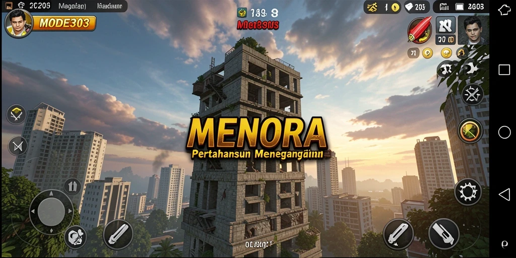 Screenshot utama menunjukkan pertempuran seru di Tower Defense dengan grafis menawan.
