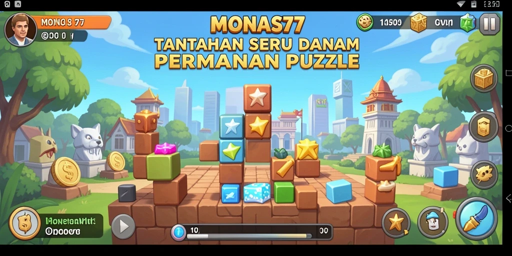 Tampilan gameplay seru dari MONAS77 dalam tantangan puzzle.
