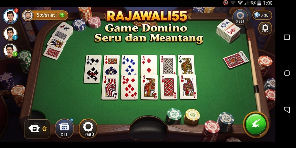 Tampilan seru gameplay RAJAWALI55 dalam permainan Domino.