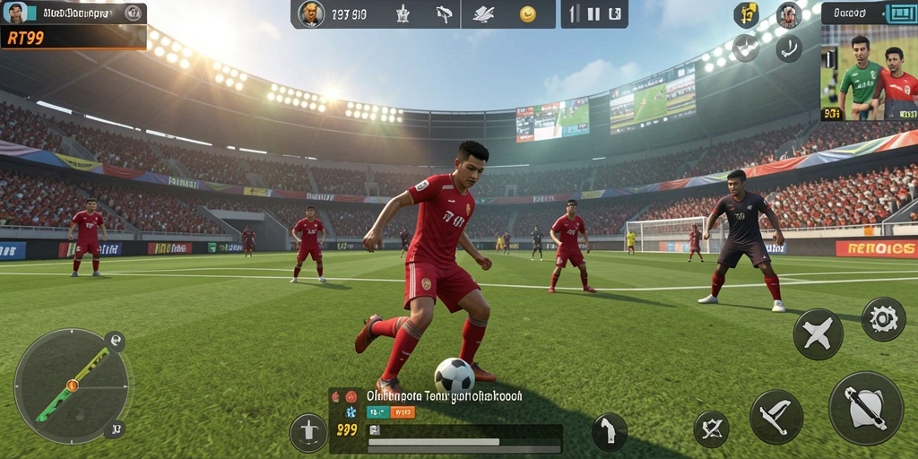 Screenshot gameplay RT99 yang menampilkan aksi seru dalam olahraga.