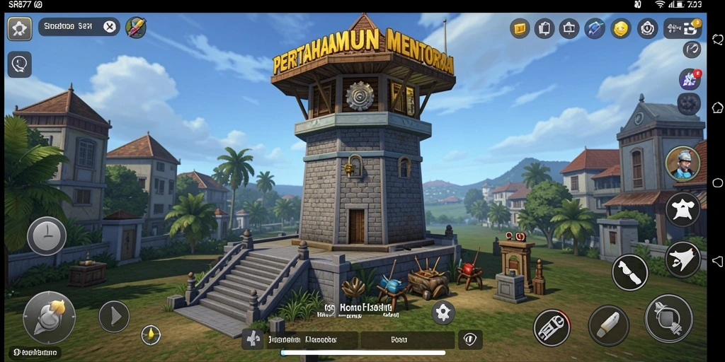 Tampilan gameplay SR877 dengan berbagai menara dan musuh yang menantang.