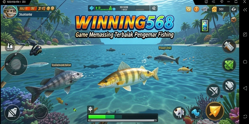 Gameplay WINNING568 dengan grafis memukau saat menangkap ikan.